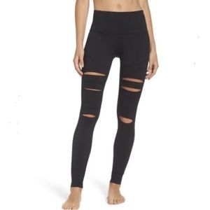 Black, High Waisted, Ripped Leggings - Zella